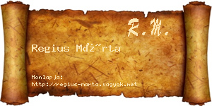 Regius Márta névjegykártya
