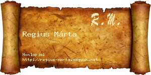 Regius Márta névjegykártya